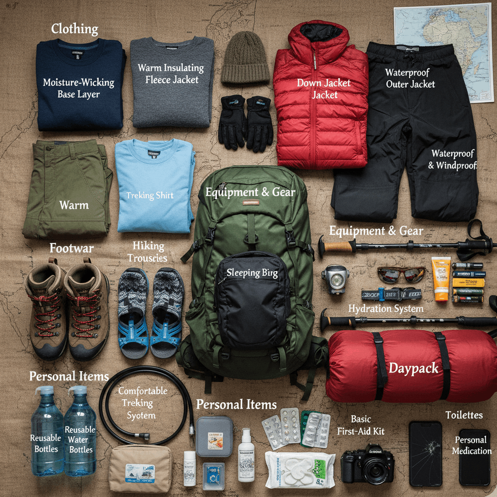 essentials for climbing mountain kilimanjaro and mount meru