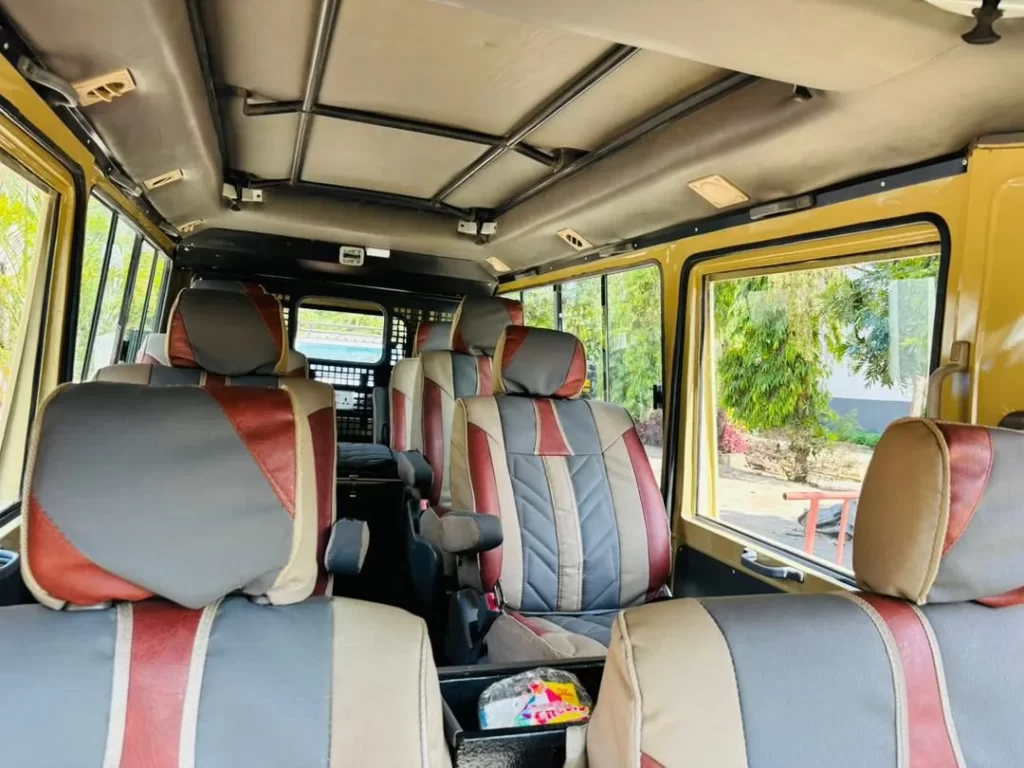 Interior of 4x4 safari jeep in Tanzania